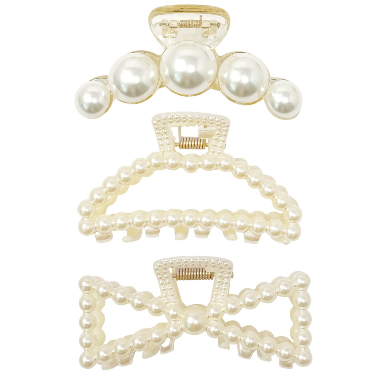 Wrapables Large Pearl Hair Claws Pearl Hair Clips Nonslip Jaw Clips Hair Styling (set of 3)
